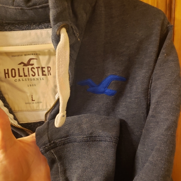 Hollister Zip-up Hoodie-dark gray/blue - Picture 4 of 5